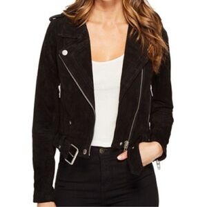 Blank NYC black 100% leather Suede Women's Moto Biker Jacket